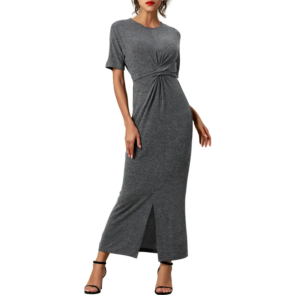 Solid Cotton Pajamas for Women Sexy Nightwear Knitted Slim Long Skirt Short Sleeve Nightgown Women's Loungewear Maxi Dresses Pj