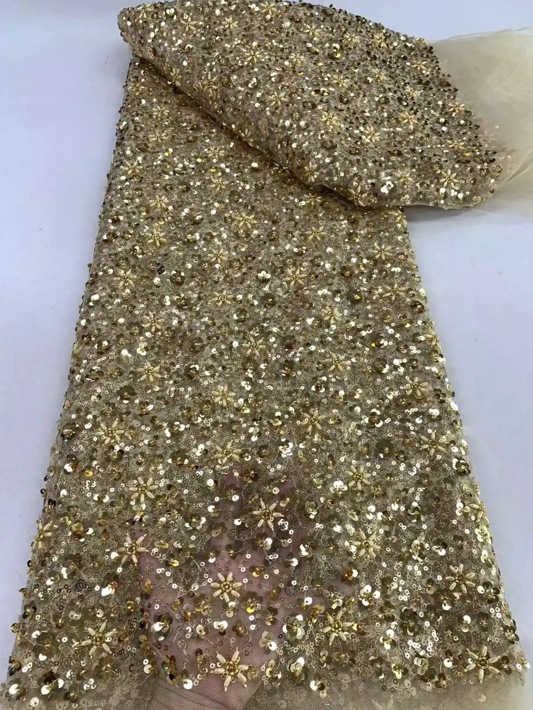 Роскошные нигерийские бусины ручной работы кружевная ткань 2024