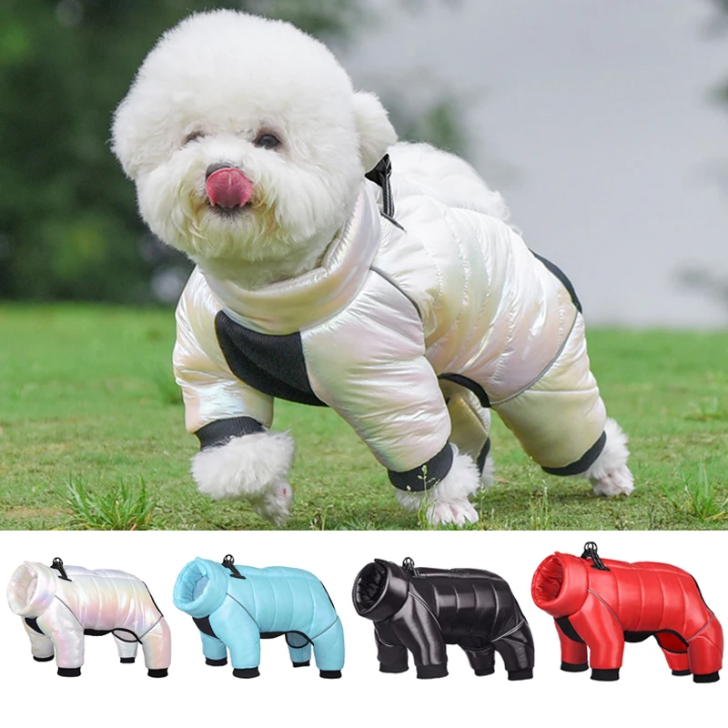 

Теплая одежда для маленьких собак, водонепроницаемый Встроенный ошейник, светоотражающее пальто для домашних животных, одежда для французского бульдога и щенка