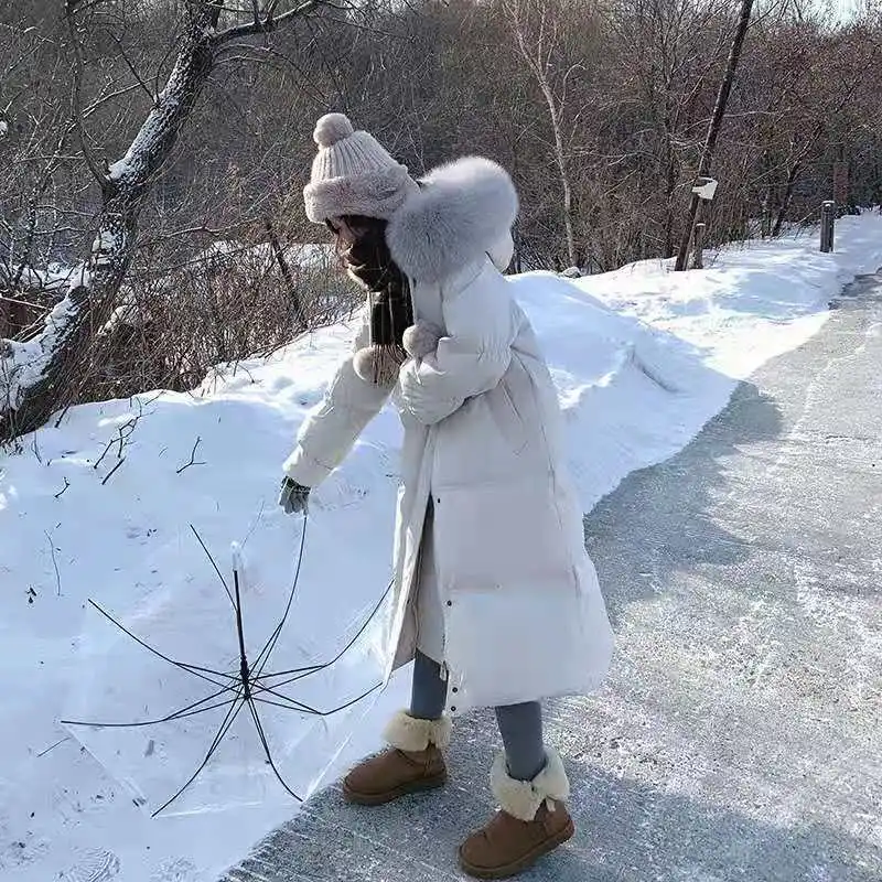 CEPATA 2022 зима корейский стиль средней длины повседневные женские пальто на белом утином пуху