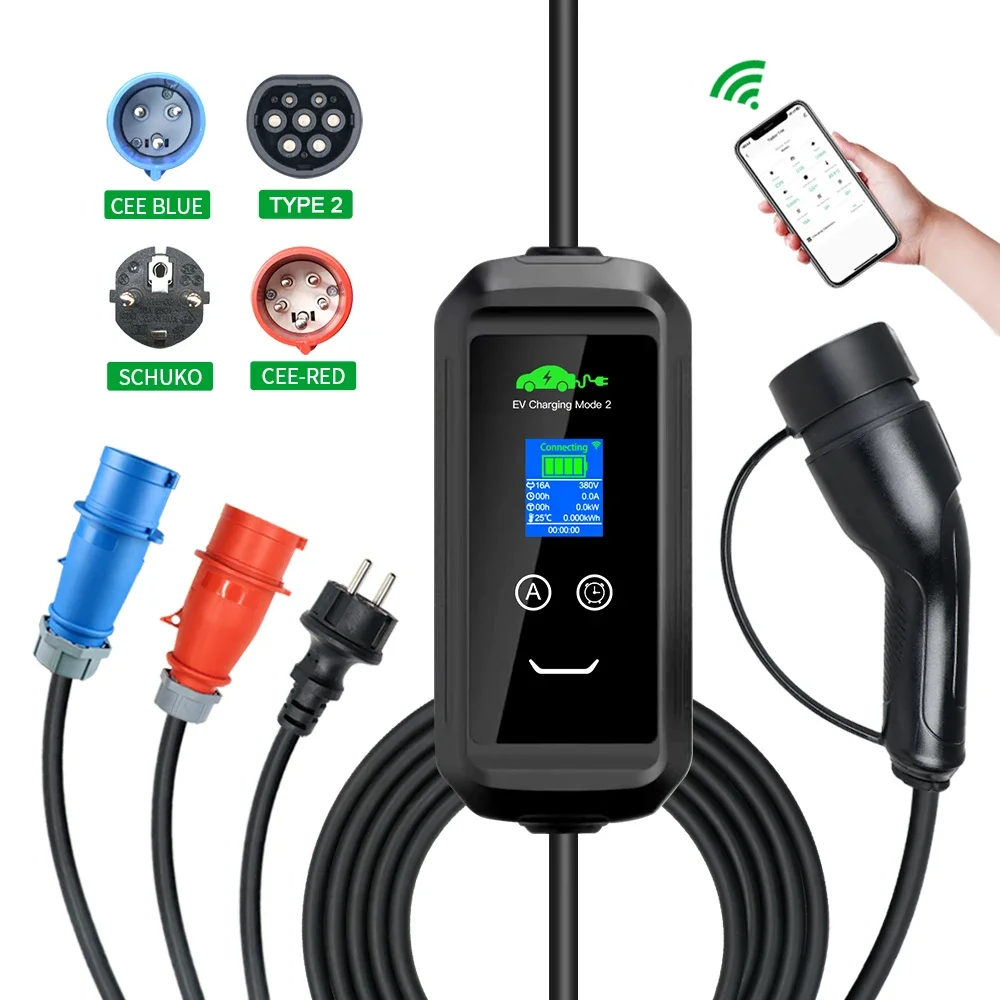 3 6 кВт 16A 1P Приложение Тип 2 ГБT 1 IEC 62196 SAE J1772 EVSE Зарядка электромобиля Портативное