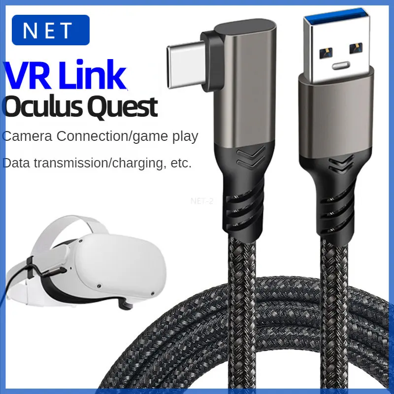 

90 Degree Elbow 3A60W USB3.2Gen2 VR Data Cable Fast Charging Wire For Huawei Xiaomi Samsung Mobile Phone Wire Cord Glasses