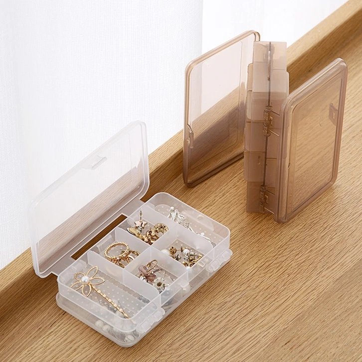 

Прозрачные отсеки для дисплея, пластиковый портативный органайзер, шкатулка для ювелирных изделий, контейнер для хранения колец, серег, бус...