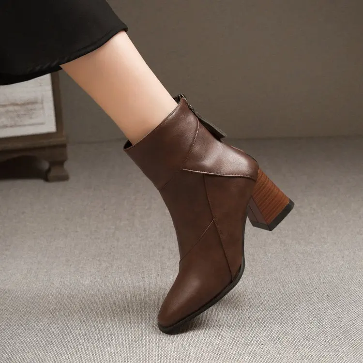 Роскошные женские ботильоны из искусственной кожи на молнии сзади современные