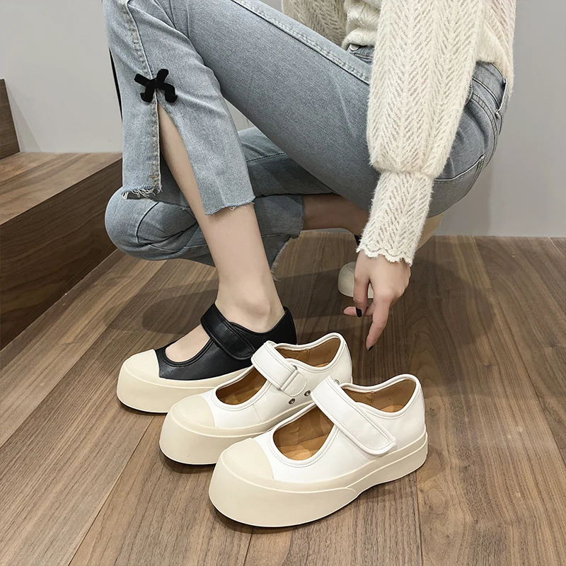 AIYUQI Mary Jane Women Shoes Summer 2023 New Genuine Leather Women's Loafers Platform Fashion Women's Canvas Shoes