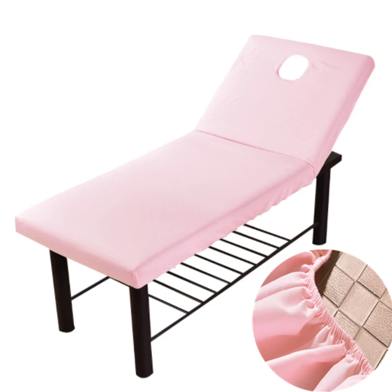 

Pure Color Massage Table Bed Fitted Sheet Elastic Full Cover Rubber Band Massage SPA Treatment Bed Cover with Face Breath Hole