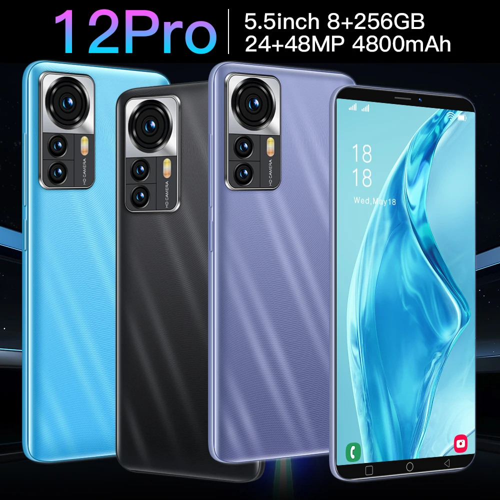 Смартфон глобальная версия Cheap 12 Pro 5 0 дюйма 8 + 128 ГБ 24 48 МП 4800 мА · ч 10 ядер Android 11 MTK6983