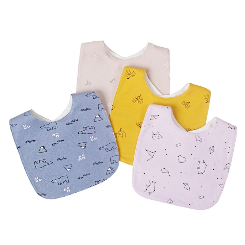 

57EE 4Pcs/Set Baby Soft Cotton Saliva Towel Toddler Newborn Waterproof Burp Cloth Bib