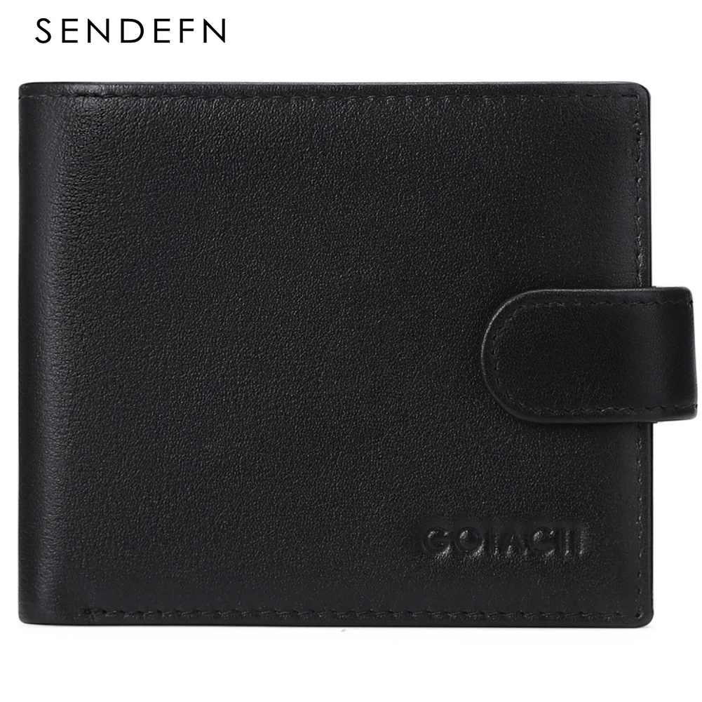 New Short Men Wallets Slim Card Holder Genuine Leather Male Wallet Small Photo Holder Men's Purse Coin Pocket