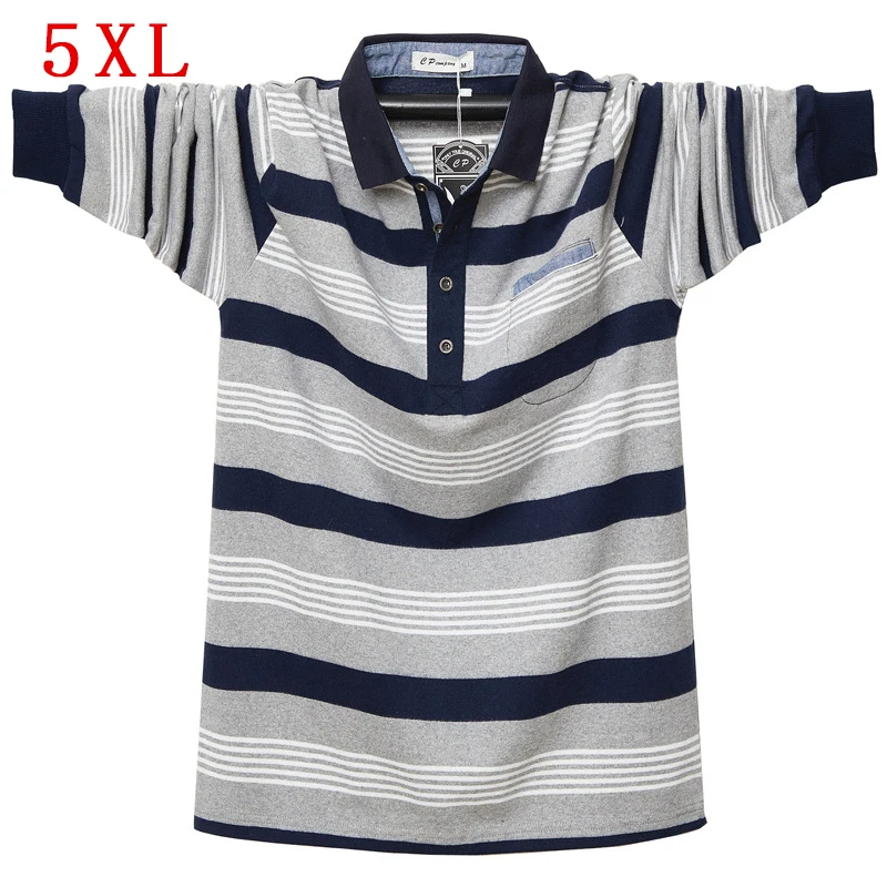 

Мужская рубашка-поло с длинным рукавом, размеры до 5XL