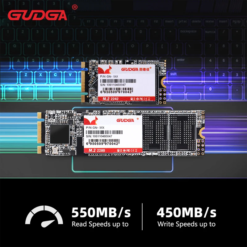 GUDGA SSD M2 Sata 2280 2242 128 ГБ 64 ГБ M.2 NGFF Внутренний твердотельный диск HDD Жесткий диск для настольных ноутбуков Компьютерные аксессуары Бесплатная доставка