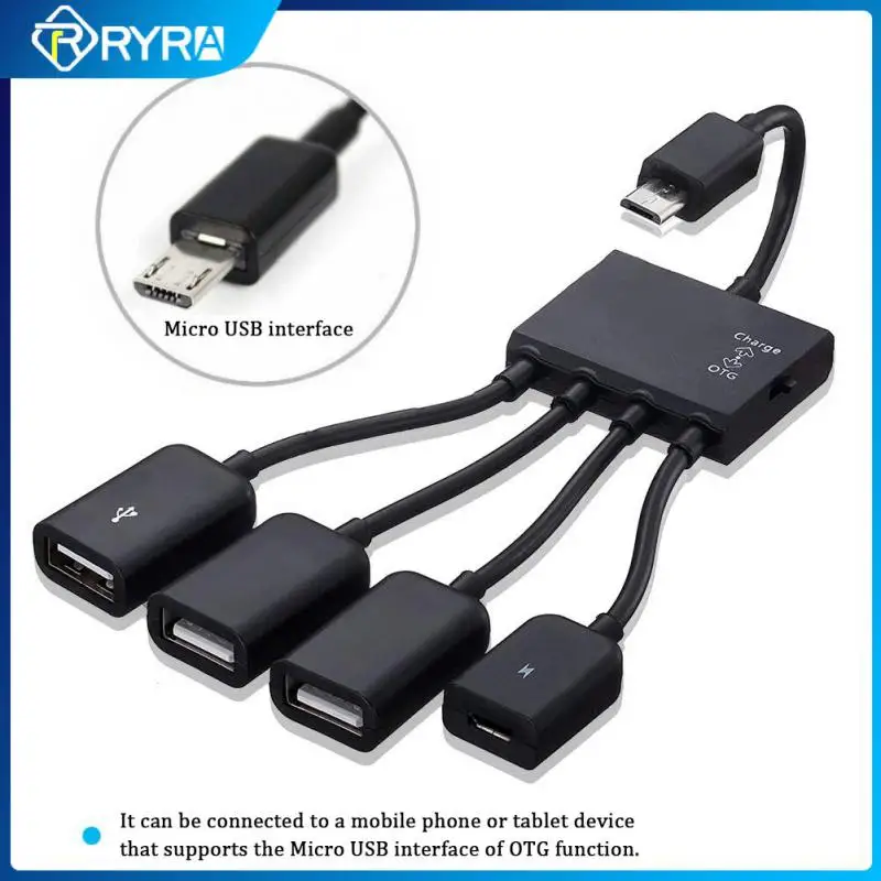 

4-портовый микро-USB-концентратор RYRA 2,0 4-в-1, OTG-концентратор, адаптер питания, кабель, многофункциональный расширитель для телефонов Android, ноут...