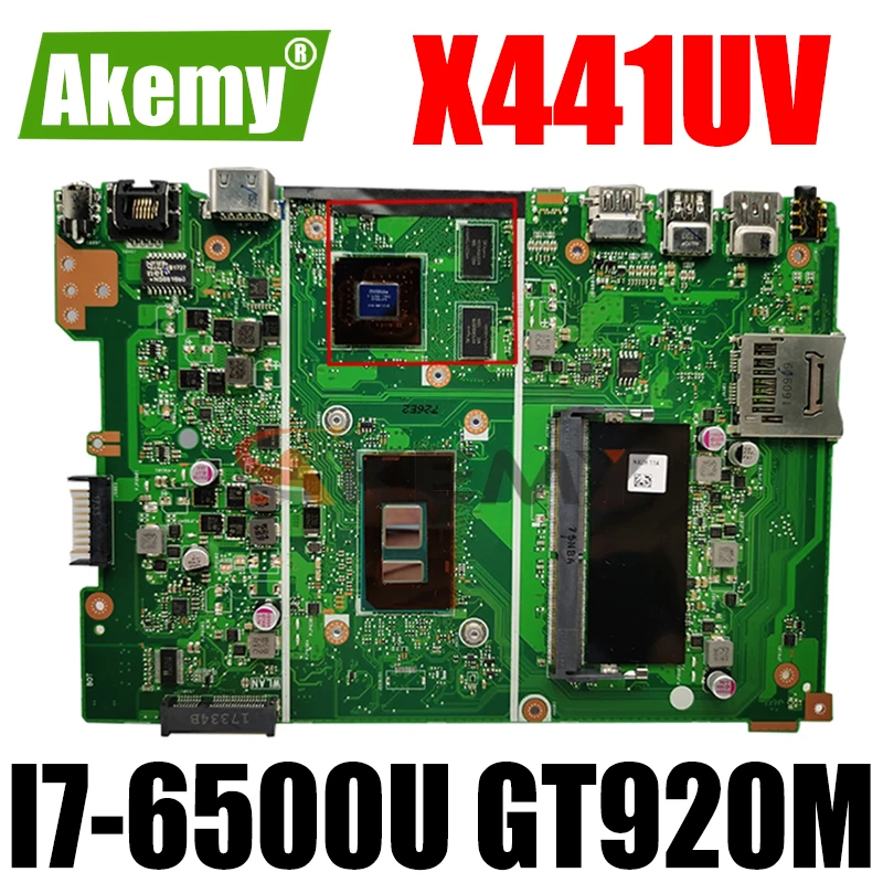 

Материнская плата Akemy X441UV для ноутбука ASUS VivoBook Max A441U A441UV, оригинальная материнская плата 4GB-RAM, I7-6500U GT920M
