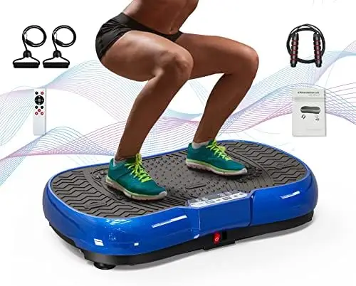 

Plate Exercise Machine 10 Modes Whole Body Workout Vibration Fitness Platform w/ Loop Bands Jump Rope Bluetooth Speaker Home Tra
