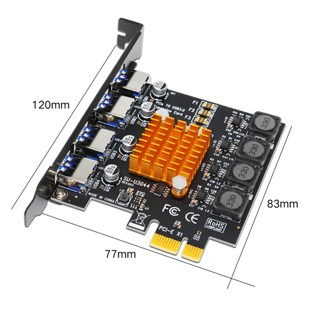 4-Port USB 3.0 Pci Express Card PCI-E Expansion Adapter Pcie Hub Controller | Компьютеры и офис