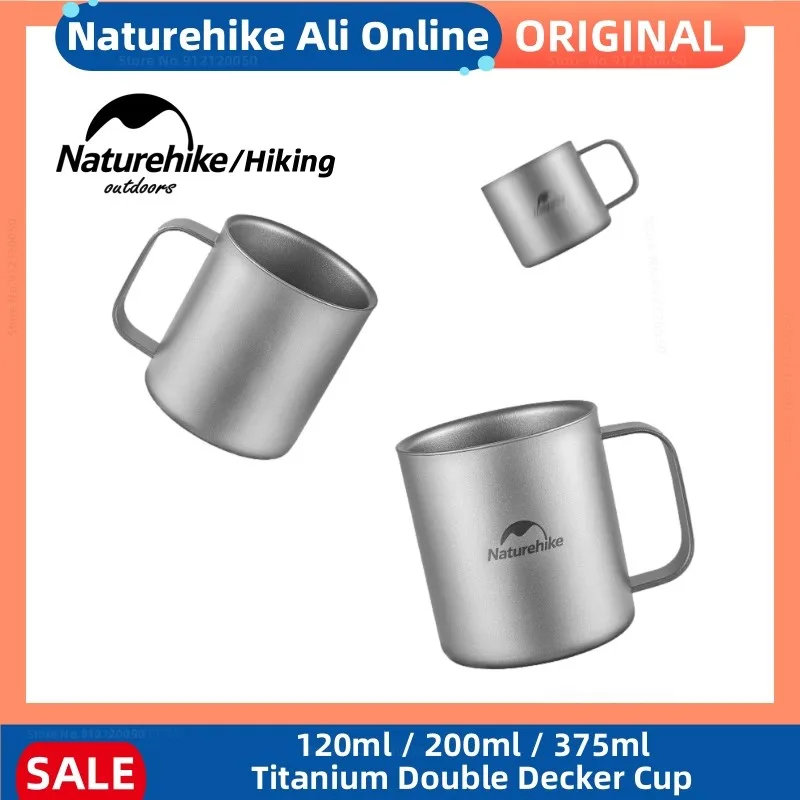 

Naturehike New Outdoor Lightweight Titanium Double Decker Cup Camping Portable Metal Cup Hot Proof Cold Proof Titanium Water Cup