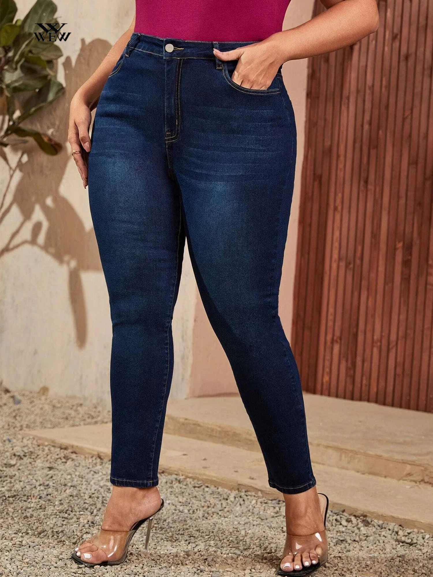 Plus Size Skinny Jeans for Women Full Length High Waist Stretchy Pencil Curve 200kgs Mom |