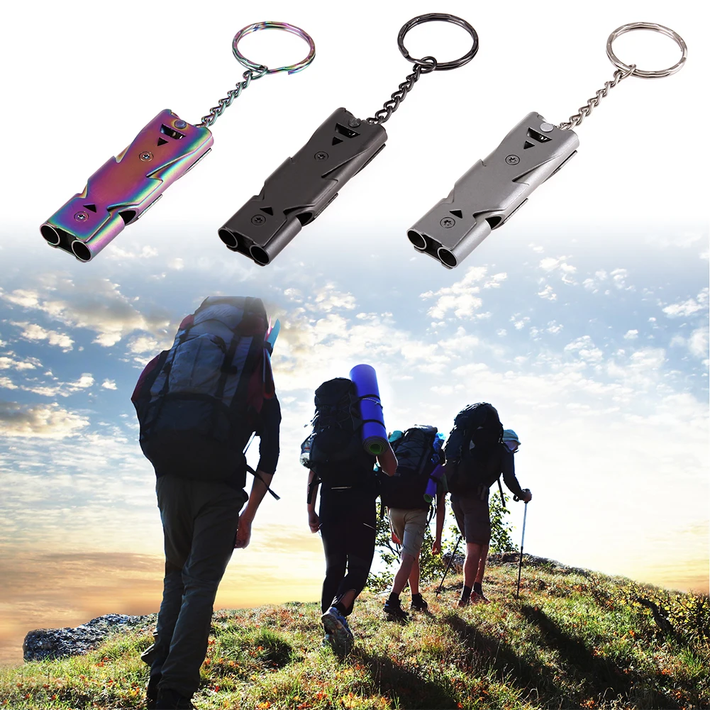 

Double Pipe 150 Decibel Outdoor Emergency Survival Whistle Keychain Sounding Chamber Outdoor Sports Camping Hunting Survival