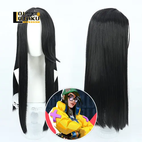 

Killjoy Cosplay Wig Valorant Black 60cm Straight Heat Resistant Synthetic Hair Halloween Role Play Party Carnival + Free Wig Cap