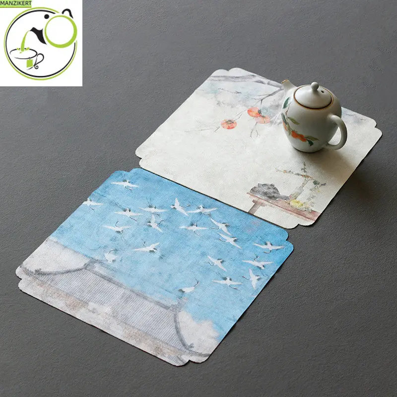 

Suede Tea Towel Tea Cloth Tea Table Towel Cloth Chinese-Style Absorbent Teapot Towel Kung Fu Tea Set Accessories Tea Napkin