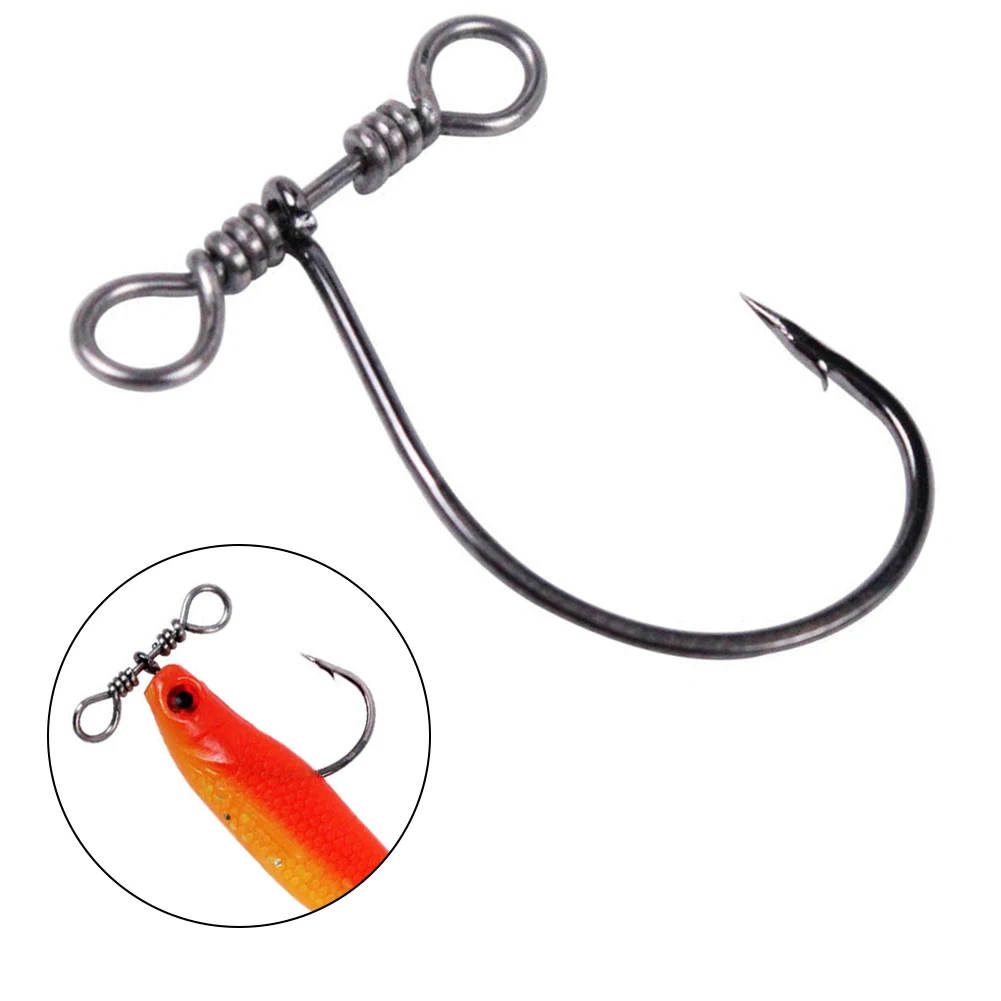 

10pcs Spin Shots Drop Shot Hooks With 360° Swivel Fishing Terminal Tackle Balance Single Hook Swivel Soft Insect Hook Fish Hook