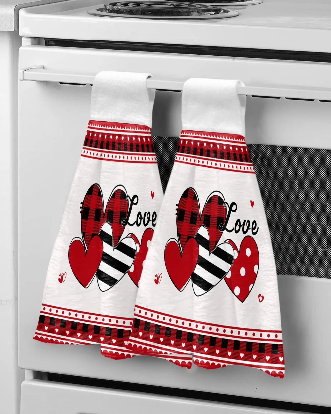 

Впитывающее полотенце для рук, впитывающее полотенце в виде шашки, красного и черного цветов, для кухни, ванной, посуда, инструменты для уборки дома, День святого Валентина