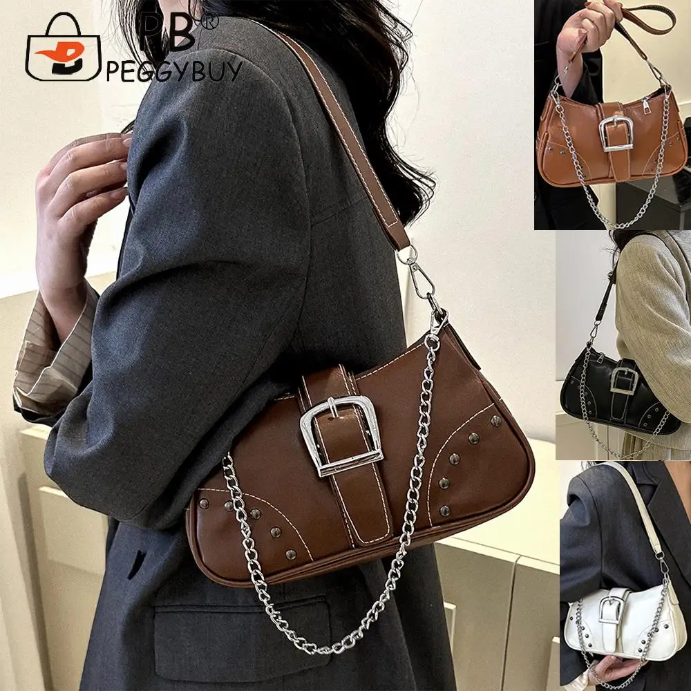 

Сумка на плечо женская с цепочкой, Модный стильный саквояж, однотонный вместительный тоут для девушек и женщин