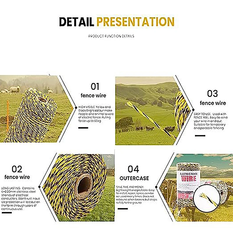 200 м рулон трос для электрического ограждения Polywire со стальным тросом лошадей