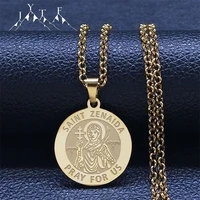 saint zenaida pray for us necklace stainless steel gold color hip hop archangel necklaces jewelry collares para mujer n2327s05