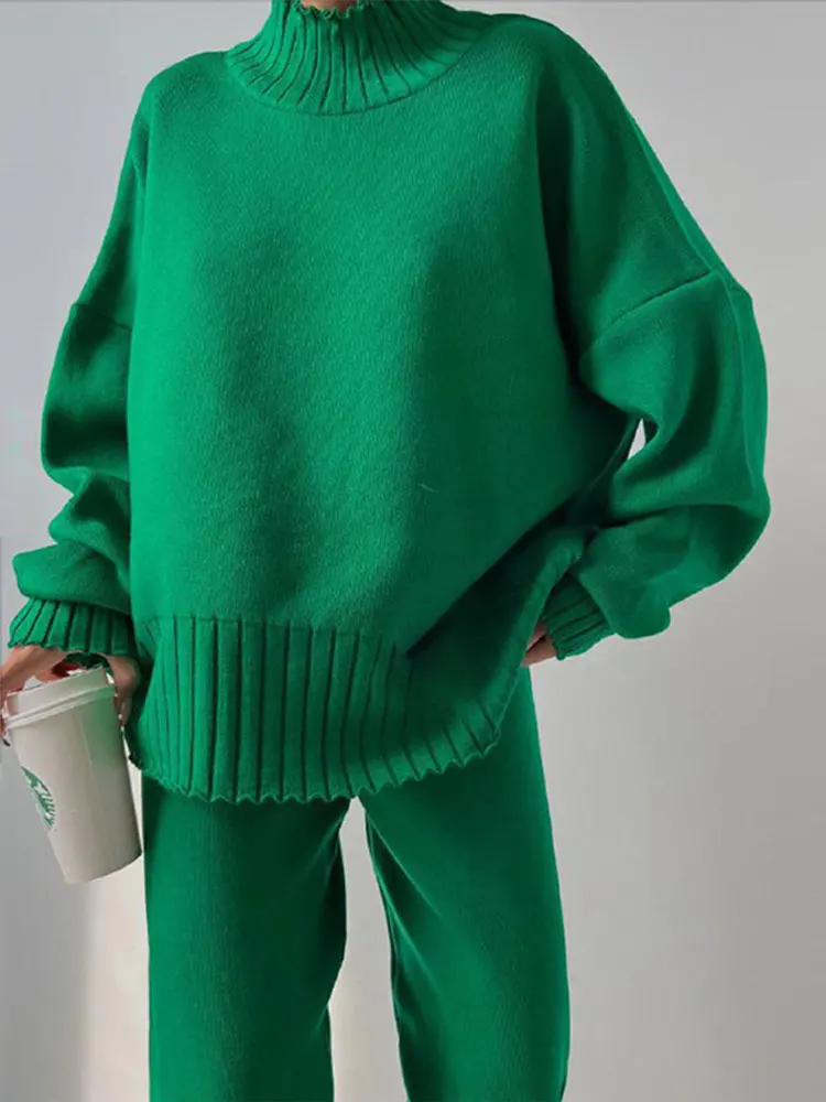 

Fashion Ruffles Half High Collar Knitted Pullover Women Basic High Elastic Jumpers Autumn Thicken Warm Female Solid Sweater