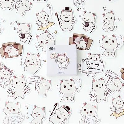 

MOHAMM 45 Sheets Kawaii Cat Cartoon Sticker for Scrapbooking Planners Card Albums DIY Art Craft Projects Journaling Supplies