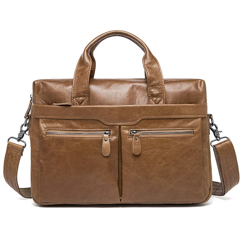 Man Handbag Briefcase Genuine Leather Business Affairs Male Package Leisure Time Cowhide Computer Laptop Men Messenger Bags 2022