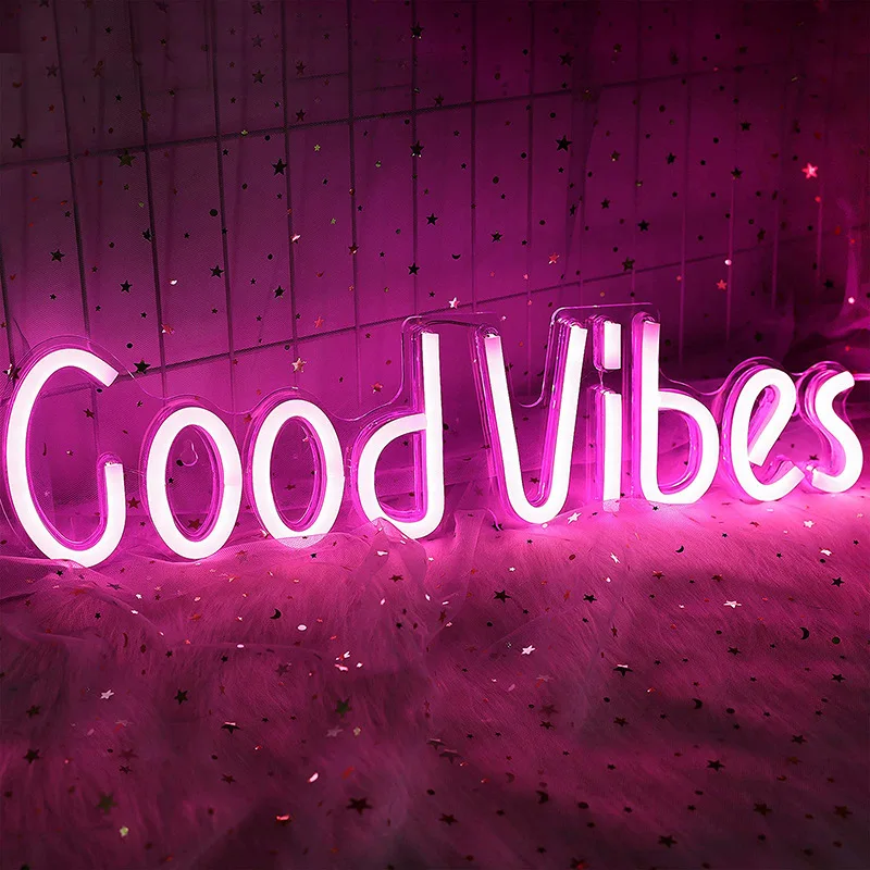 

Good Vibes Neon Signs Neon Lights for Decor Light Lamp Bedroom Beer Bar Pub Hotel Party Game Room Wall Art Christmas Decoration