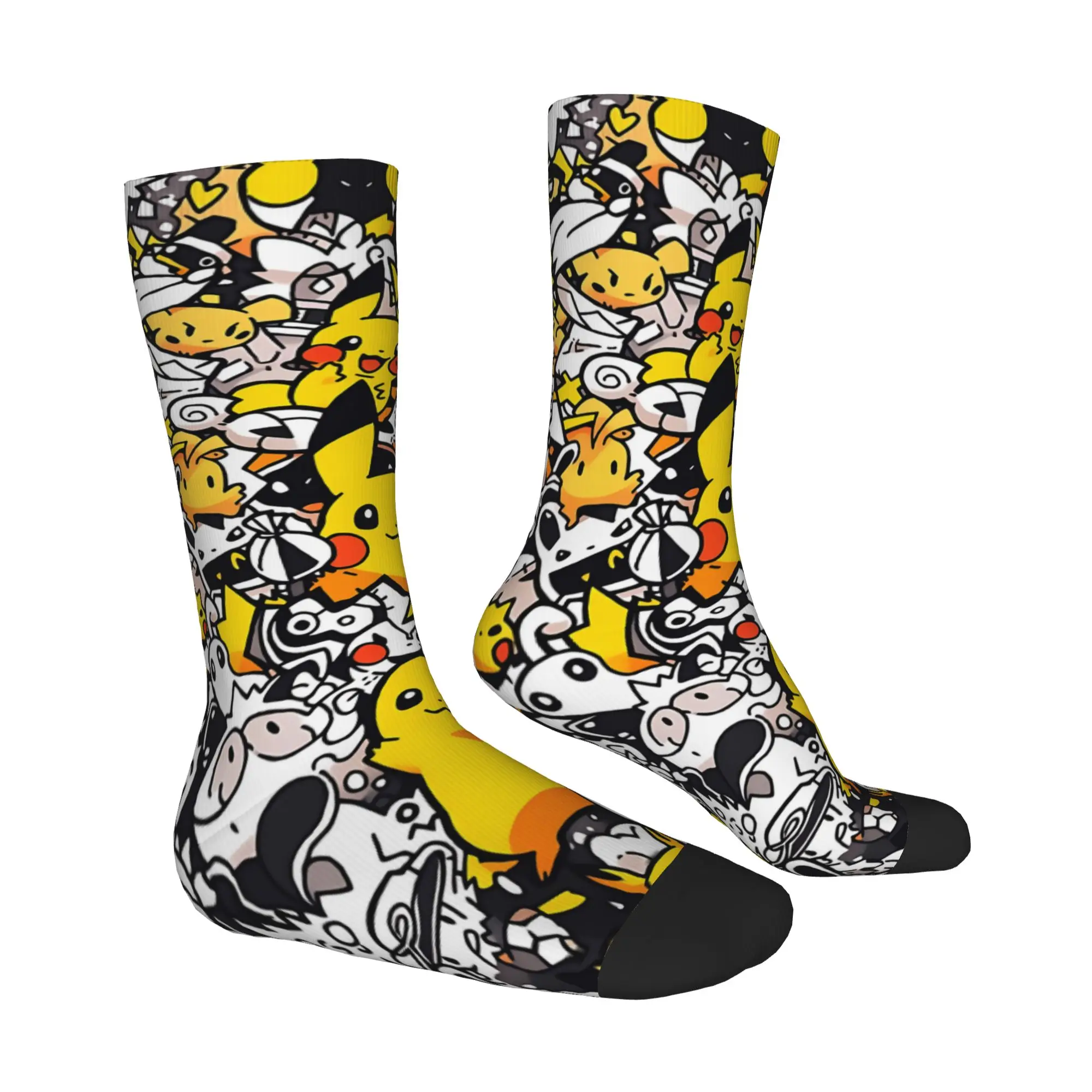 Фото Спортивные носки с индивидуальным дизайном Pokemon Pikachu, винтажные, в стиле Harajuku, хип-хоп, оригинальные, повседневные носки №3