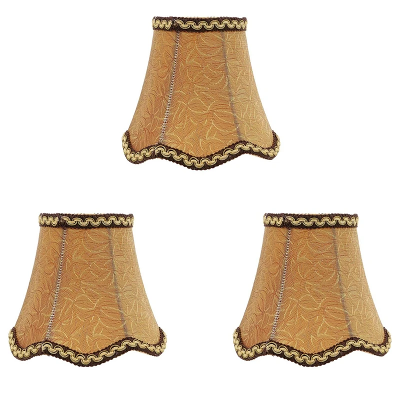 

3X Chandelier Lamp Shades Fabric Cloth Clip On Light Shades Lamp Cover Drum Shade Lampshade Bulb Cover 13Cm
