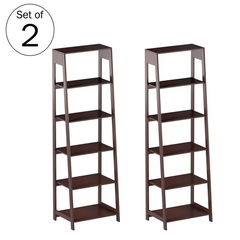 

Leaning Ladder Storage Shelf, Dark Brown, Set of 2 16.5"W x 23.5"D x 71"H