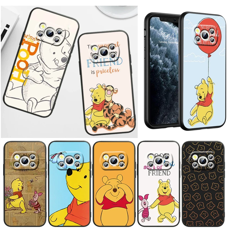 

Disney Winnie Bear Cool For Xiaomi POCO X4 M5S F4 M4 X3 F3 M3 C3 F2 X2 F1 Pro GT NFC 4G 5G Liquid Rope Silicone Phone Case