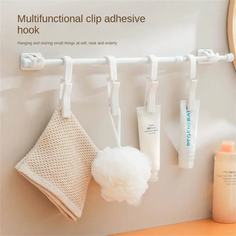 

Multifunctional Hook Clip 360 Rotating Plastic Hook Hanging Hat Towel Scarf Facial Cleanser Clip Bathroom Household Storage Clip