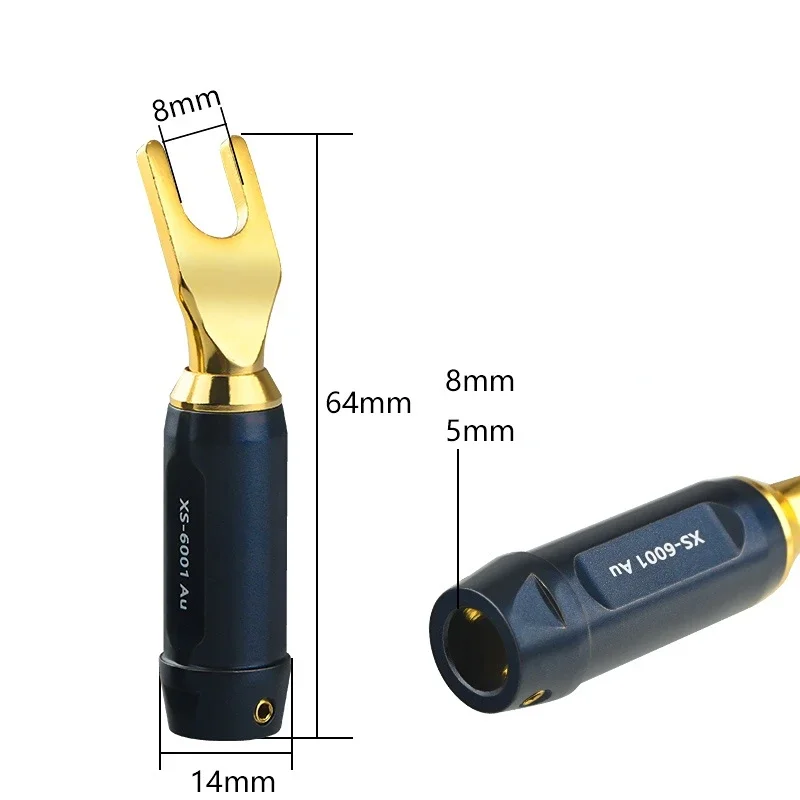 4 шт. U-образный разъем медный позолоченный Y-образный Hi-Fi аудиоусилитель динамик