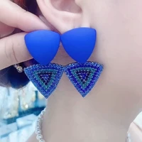 high sense of personality blue 925 silver needle ladies earrings exaggerated atmosphere banquet retro earrings female jewelry