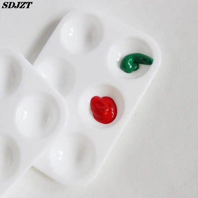 

10pcs 6 Hole Plastic Pp Material Rectangular Art Painting Palette White Supplies New Palette