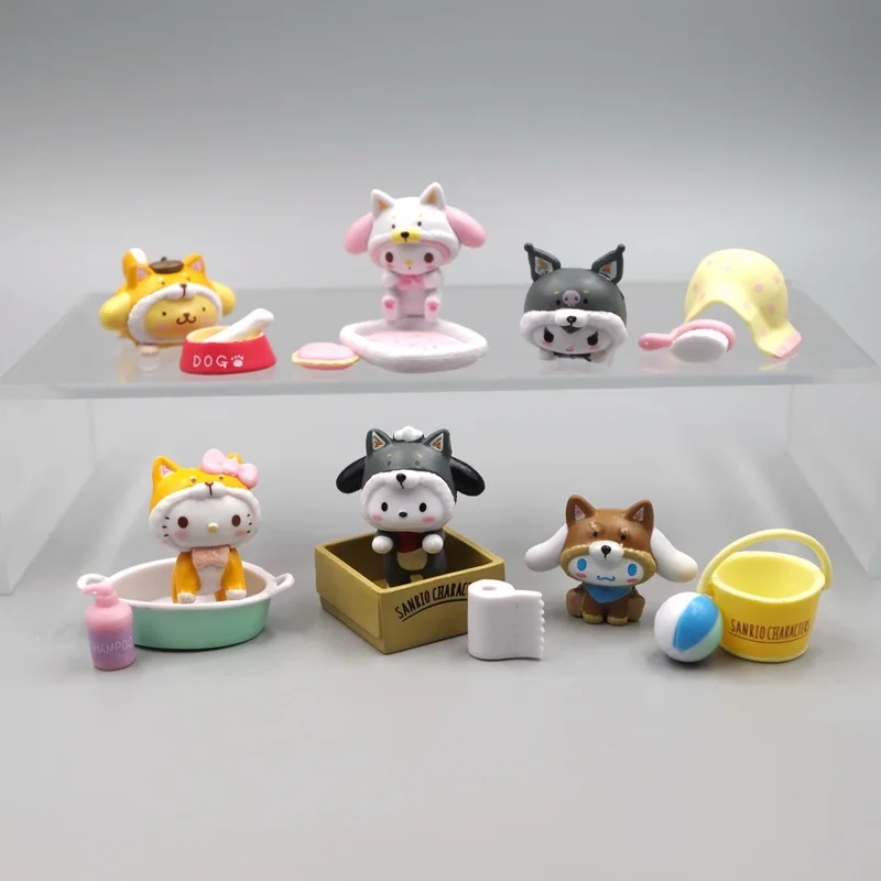 

6pcs/set Anime Action figures Sanrio Model My Melody Kuromi Kt Cat Kawaii Doll child Collection toys gifts