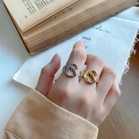 korean version sterling silver tone geometric minimalist letter s ring design ins net red fashion simple and versatile jewelry