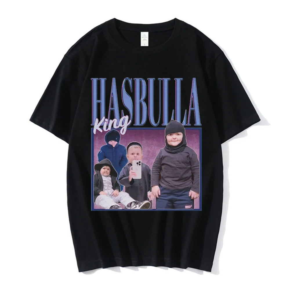 

Hasbulla Fighting Meme Printing T Shirts Men Women Cotton Mini Khabib Blogger T-Shirt Crew Neck Oversized T Shirt Solid Color