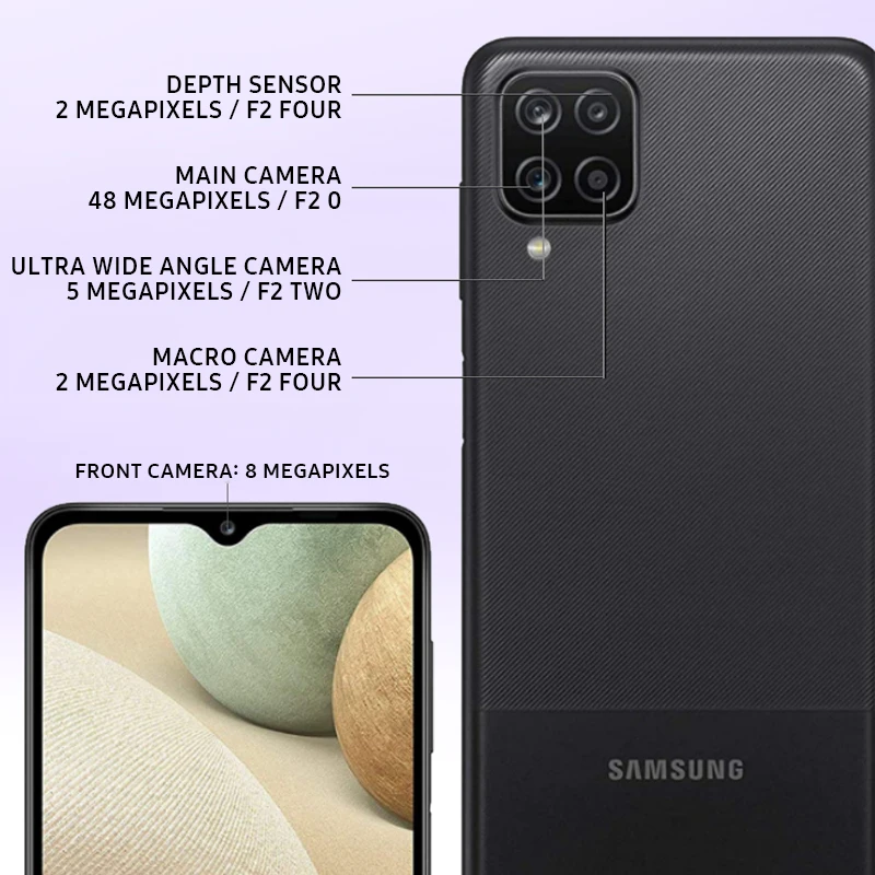 samsung galaxy a12 a125f 6 5 4gb ram 64gb rom cell phone camera 48mp fast charger dual sim android smartphones global version free global shipping