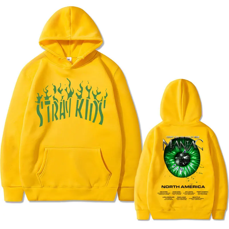 

2023 New Korean Stray Kids 2nd World Tour Maniac Hoodie Men's and Women's Rock Large Pullover Men's Casual Loose Sweatshirt