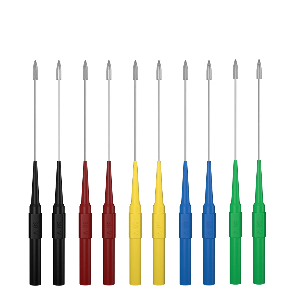 Тестовый зонд QSS 10 Ppcs 1 мм, игольчатый мультиметр, зонд из нержавеющей стали для пирсинга, задний зонд 4 мм с банановым разъемом, инструмент для авторемонта Q.30009 +