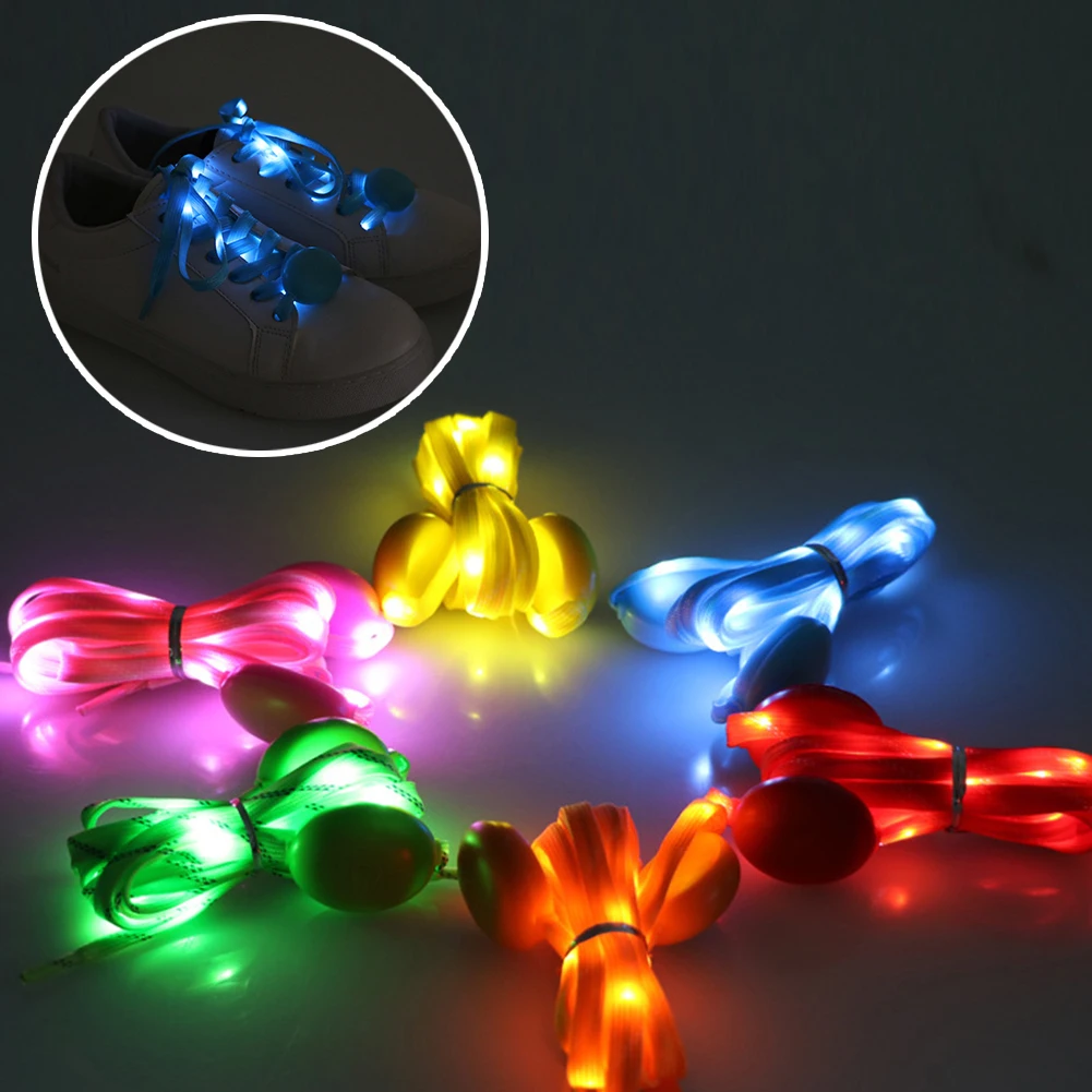 

1Pair No Tie Lazy LED Sport Shoe Laces Luminous Shoelaces Glow Shoe Strings Round Flash Light Shoelaces Batteries Not Included