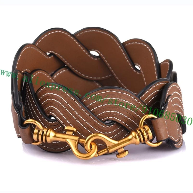 Top Grade Real Calf Leather Bag Strap For Designer Lady Handbag Women Shoulder Carrying Belt Wavy Twisted