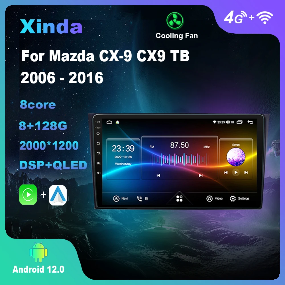 

Android 12.0 For Mazda CX-9 CX9 TB 2006 - 2016 Multimedia Player Auto Radio GPS Carplay 4G WiFi DSP Bluetooth